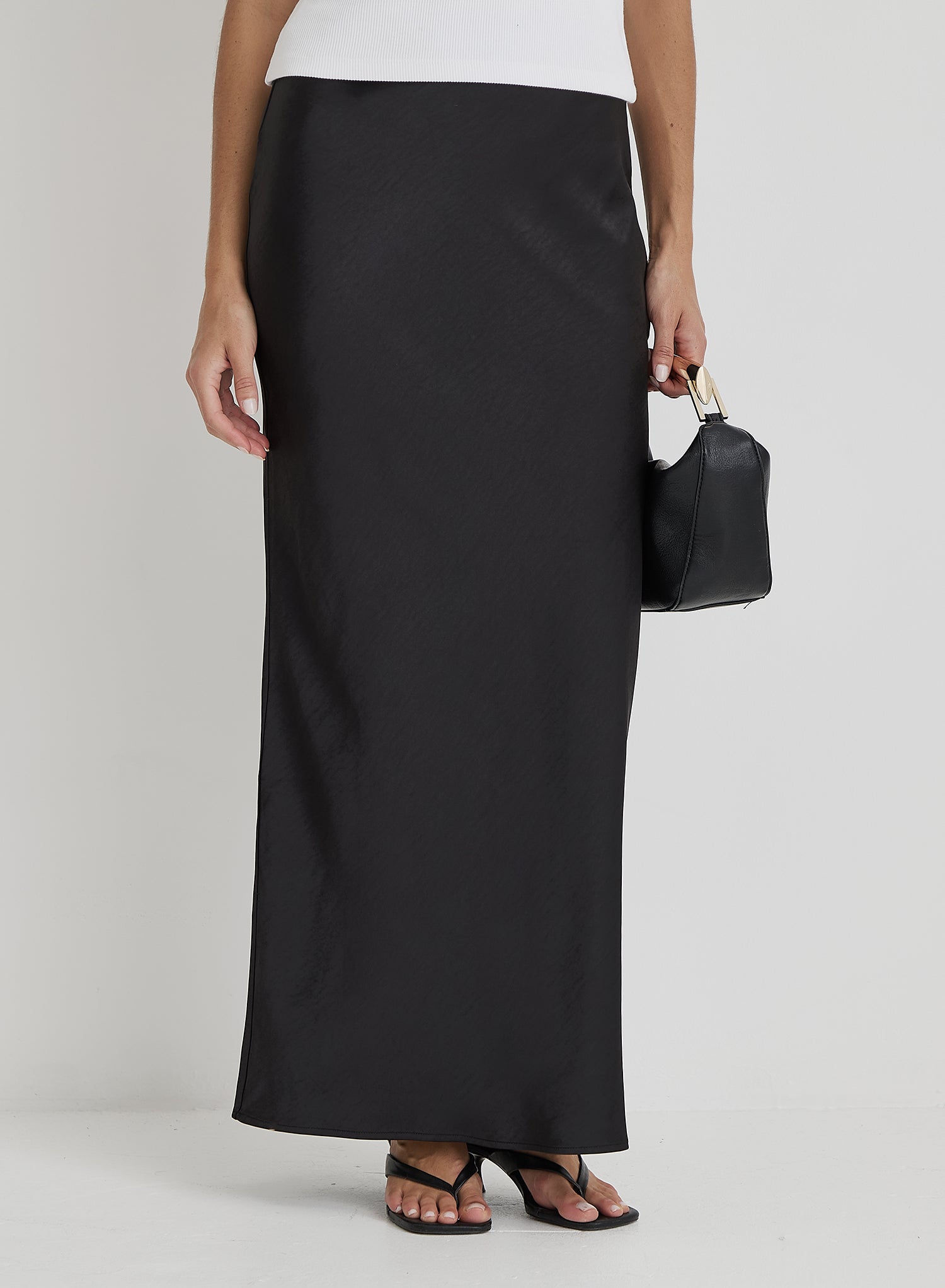 Black Satin Maxi Skirt